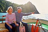 Senior couple, 60-70, Sailing Boat, Port of Pasajes, Pasaia, Gipuzkoa, Basque Country, Spain, Europe