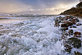 Sturmhochwasser an der Ostseeküste bei Heiligendamm, Mecklenburg Vorpommern, Deutschland