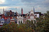 View from a high rise at Sloane Square over Chelsea to Westminster cathedral and the Shard, London, Great Britain