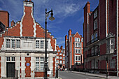 typical red brick buildings, Rex Place and Aldford Street, Mayfair, London, Great Britain