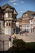 historische Fachwerk Häuser am Marktplatz, Höxter, Nordrhein-Westfalen, Deutschland
