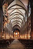 Organ, interior of Strasbourg cathedral, Strasbourg, Alsace, France