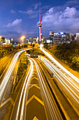 Skytower bei Nacht, Auckland, Nordinsel, Neuseeland, Ozeanien