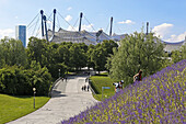 Zeltdach des Olympiastadion, Olympiapark, München, Oberbayern, Bayern, Deutschland