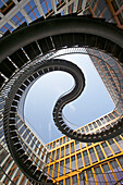 Endlose Treppe, endless stairs, an istallation by Olafur Eliasson in the court yard of KPMG AG; Ganghoferstrasse, Schwanthalerhoehe, Munich, Upper Bavaria, Bavaria, Germany