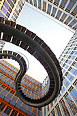 Endlose Treppe, endless stairs, an istallation by Olafur Eliasson in the court yard of KPMG AG; Ganghoferstrasse, Schwanthalerhoehe, Munich, Upper Bavaria, Bavaria, Germany