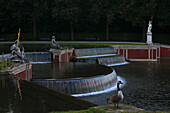 Cascade of the canal in the park of Chateau Nymphenburg, Gern, Munich, Upper Bavaria, Bavaria, Germany