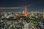 Tokyo Tower and skyscrapers at night, Minato-ku, Tokyo, Japan