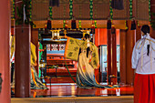 Temple dancer at Futurasan Shrine in Nikko, Tochigi Prefecture, Japan