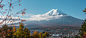 Mt. Fuji in autumn seen from Arakurayama Sengen Park, Fujiyoshida, Yamanashi Prefecture, Japan