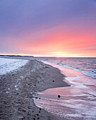 Sunset, Beach, Baltic Sea, Winter, Darss, National Park, Bodden, Germany