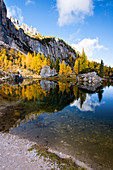 Mountain Lake, Reflection, Autumn, Autumn Foliage, Lago Federa, Dolomites, Italy