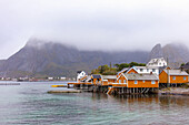 Port, Bay, Reine, Fjord, Moskenesoya, Lofoten, Norway, Europe