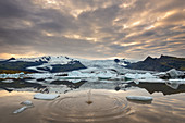 Sunset, Fjallsarlon, Glacier, Bay, Mountains, Iceland, Europe