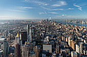 Blick vom Empire State Building Richtung Lower Manhatten, One World Trade Center, Hudson River, Manhatten, New York City, New York, USA
