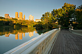 Bow Bridge, San Remo Towers, The Lake, Central Park, Manhattan, New York City, New York, USA