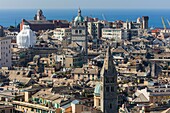 Cityscape from Spaniata Castelletto, Genoa, Liguria, Italy.