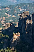 Meteora, Thessaly, Greece. Greek Orthodox Monastery of St Nicholas Anapafsas, dating from the 16th century. Meteroa is a UNESCO World Heritage Site.