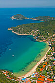 Italy, Tuscany, Elba island, Biodola (aerial view)