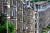 Tenement apartments of grey sandstone, Edinburgh, Scotland, UK.