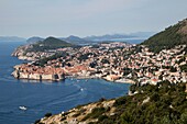 View of Dubrovnik with the old walled city in the foreground. Dubrovnik,Croatia.