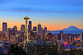 Seattle skyline at dawn on a winter day in February.
