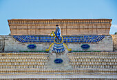 'Faravahar decoration above the Atashkadah, the Zoroastrian Fire Temple; Yazd, Iran'