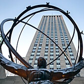 'Statue of Atlas and Rockefeller Center; New York City, New York, United States of America'