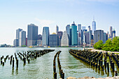 Manhattan skyline viewed from Brooklyn Bridge Park, New York City, United States of America, North America