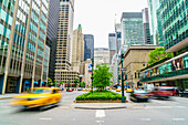 Yellow cab and cars on Park Avenue, Manhattan, New York City, United States of America, North America