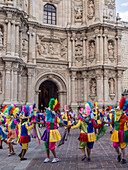 Masked dancers, Fiesta de la Virgen de la Soledad, Basilica of Our Lady of Solitude, Oaxaca, Mexico, North America