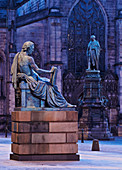 Twilight view towards St. Giles Cathedral, Edinburgh, Lothian, Scotland, United Kingdom, Europe