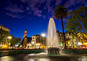 Twilight view of the Plaza de Mayo, Monserrat, City of Buenos Aires, Buenos Aires Province, Argentina, South America