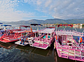 View of the colourful boats in Paraty, State of Rio de Janeiro, Brazil, South America