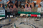 Markt Square seen from the top of Belfry Tower(Belfort Tower), UNESCO World Heritage Site, Bruges, West Flanders, Belgium, Europe
