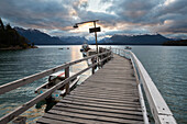 Pier on Lake Nahuel Huapi, Puerto Angostura, Villa La Angostura, Nahuel Huapi National Park, The Lake District, Argentina, South America