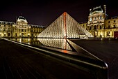 View of the Louvre Museum and the Pyramid, Paris, France