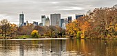 USA, New York City, Manhattan, Central Park, The Lake in autumn