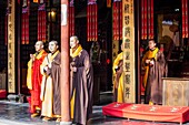 China, Shanghai, Monks inside the Jade Buddha Temple