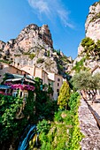 France, Provence, near Gorges du Verdon, Moustier, Sainte, Marie, medieval church located in the mountain top