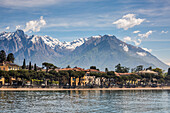 Italy, Lombardy, Lake Como, Northern branch of Lake Como and the town of Gravedona