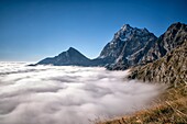 Low Clouds around Monviso, Cozian Alps, Piedmont, Italy Europe