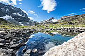 Summer day at Lake Grevasalvas Engadine Canton of Grisons Switzerland Europe
