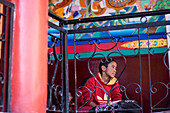 Matho Monastery, Indus Valley, Ladakh, India, Asia, Monk in the monastery school