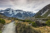 New Zealand, South Island, Canterbury, Aoraki-Mt. Cook National Park, Hooker Valley hike.