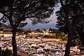 White village of Mijas at dusk. Malaga province Costa del Sol. Andalusia Southern Spain, Europe.
