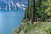 Riva del Garda, Lake Garda, Trentino, Italy Mountaineers on Monte Brione