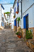 Narrow lane of the town Ubrique in the province of Cádiz, largest of the White Towns, Pueblos Blancos of Andalusia, Spain.
