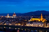 Europe, Italy, Tuscany, Florence, Night view from piazzale Michelangelo, City of art of Tuscany
