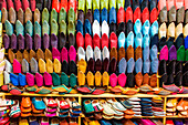 North Africa, Morocco, Fes district, Medina of Fes, Shoes typical Moroccan